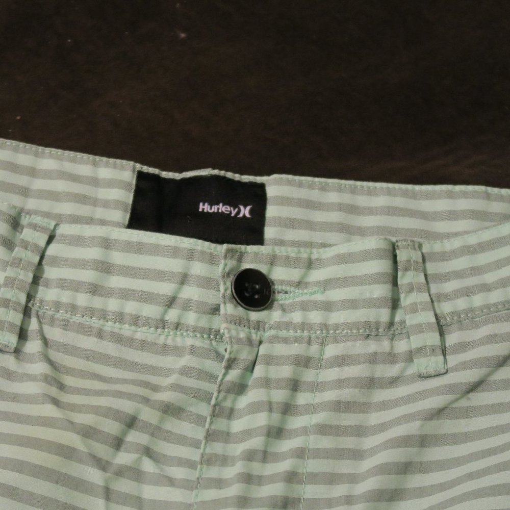 Hurley Mint Green and Grey Striped Mens Shorts Size 34 - Picture 3 of 5
